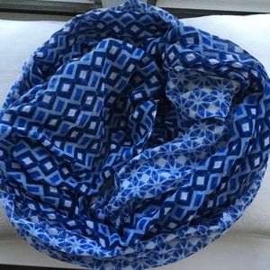 Blue and White Geometric Scarf